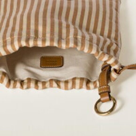 Miu Miu Striped Drawstring Pouch Beige Camel Brown - Picture 2 of 4